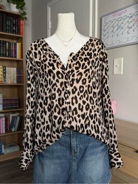 cheetah print button up shirt